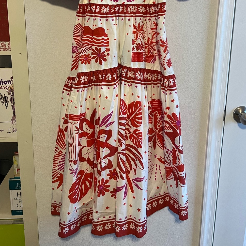 NWT The Farm Rio Rio Tiles Eng Midi Dress Floral A Line - Picture 5 of 15
